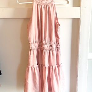 Japna Light Pink Halter Dress Rouched and Flowy Small Fun and Flirty